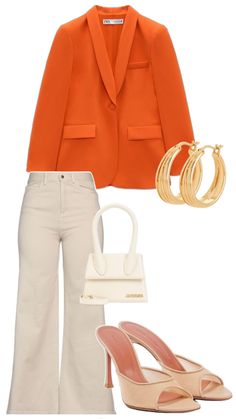 Orange Blazer Outfits, Beautiful Photoshoot Ideas, Orange Blazer, Color Blocking Outfits, Everyday Casual Outfits, Uni Outfits, Work Chic, Fall Outfits For Work, Blazer Outfits