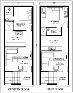 two story house plan with first floor and second floor in the same area, which is also