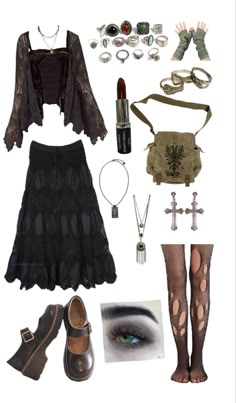 Peony Aesthetic, Street Outfits, Fashion Kawaii, Mode Hippie, Girl Fashion Style, Earthy Outfits, Aesthetic Streetwear, Witch Outfit, Grunge Goth