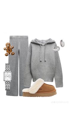 Cozy Outfit School, Grey Cozy Outfit, Matching Legging Set Outfit, Elegant Lazy Outfit, Old Money Lounge Outfits, Lazy Winter Fits, Comfy At Home Outfits, Cozy Winter Outfits Lazy Days, Classy Comfy Outfits