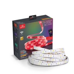 an image of a white light strip with red and green lights on the packaging box