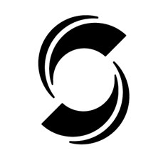 the letter c is made up of two overlapping black lines, and has an oval shape