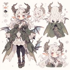 an anime character with white hair and horns