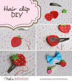 the instructions for how to make an apple hair clip diy with fabric and felt