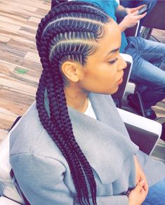 Cornrows And Twists, Hairextensions Hairstyles, Goddess Braid Styles, Long Cornrows, Feedin Braids, Trendy We Fryzurach, New Natural Hairstyles, Unique Braids, Cornrows Styles