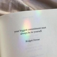 an open book with the words your biggest comment must always be to yourself