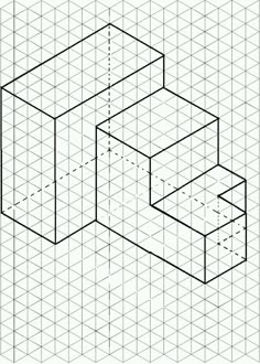 a drawing of three cubes and one is drawn on a grid paper with lines