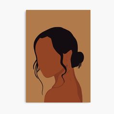 a woman's profile in brown and black on a tan background with the hair pulled back