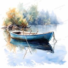 a painting of a boat on the water