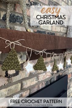 a fireplace mantle with christmas decorations hanging from it and the words easy christmas garland on top