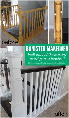 before and after photos of banister makeover