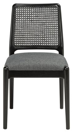 a black chair with grey seat and back