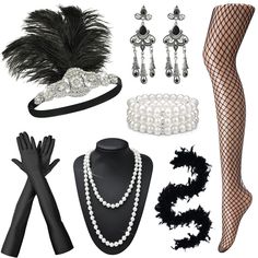 Elegant Black Jewelry For Costume Party, Great Gatsby Accessories, 20s Accessories, 20s Costume, Gatsby Accessories, 1920s Accessories, Flapper Accessories, 1920s Great Gatsby, Great Gatsby Themed Party