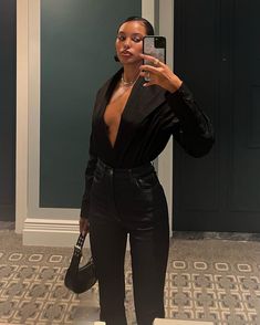 Jasmine Daniels, Leather Pants Outfit, Cocktail Outfit, Chique Outfits, Black Femininity, Leather Jacket Outfits, Outfit Goals, Looks Style, Lookbook Outfits