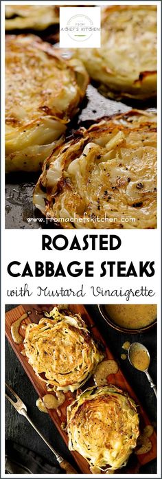 roasted cabbage steaks with mustard and ginger