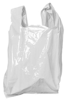 a white plastic bag on a white background