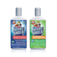 two bottles of invisible shield on a white background