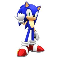 the sonic character is waving his arms