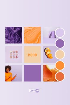 the cover of mood magazine features an orange and purple color scheme