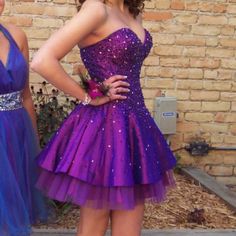 Purple Beaded Strapless Homecoming Dress. Only Worn Once. 2 Small Stains, See Last 2 Pics - They’re Barely Noticeable. *Free Shipping* Purple Embellished Evening Dress For Homecoming, Strapless Homecoming Dresses, Homecoming, Homecoming Dresses, Prom, Colorful Dresses, Prom Dresses, Womens Dresses, Purple