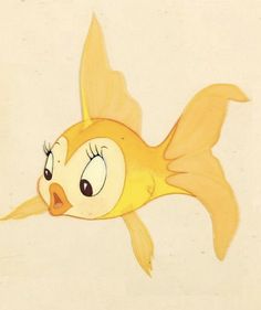 a drawing of a goldfish with big eyes and an angry look on its face