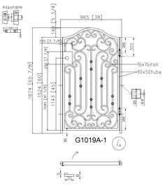 G1019A - Arched Top Side Gates, Wrought Iron Gate, Wrought Iron Gates, Iron Door, Scroll Work, Door Gate, Iron Gates, Iron Gate, Cad Drawing