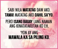 a person holding their hand in front of a pink background with the words, sabi nila matataga daw ako