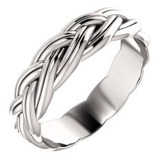 a white gold ring with an intricate design