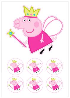 pepo the pig stickers are shown with different shapes and sizes, including an image of