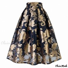 Olivia Mark - Chic High-Waisted Jacquard Skirt with Pleated Design Skirt Heels, Gown Skirt, Jacquard Skirt, Maxi Dress Party, Long Maxi, Types Of Skirts, Prom Dresses Long, Long Skirt, Polyester Material