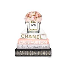 Bookstack Peach Rose Vase I Poster Print by Amanda Greenwood Amanda Greenwood-VARPDXAGD117308 Image 1 Fashion Wall Art Printables, Chanel Wall Art, Chanel Art, Book Wall Art, Fashion Book, Book Wall, Fashion Wall Art, Stupell Industries, Paint Print