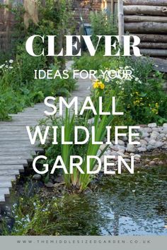 a small garden with steps leading up to it and the words clever ideas for your small wildlife