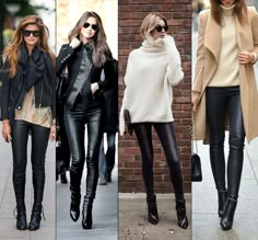 Vinter Mode Outfits, New York Winter Outfit, Lederhosen Outfit, Nyc Winter Outfits, Outfits New York, Nyc Winter, Look Legging, New York Winter, New York Outfits