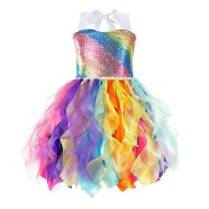 PRICES MAY VARY. Rainbow tutu dress for girls' style: sleeveless rainbow sparkly sequins stretchy top with layered handmade curly tulle, the fluffy princess dress with lining, and the satin ties straps are adjustable. Birthday princess outfit material: the princess birthday costume is made of breathable, and safe materials to ensure that it will not itch. Occasion: The rainbow tutu tulle dress for girls is perfect for birthday party, Christmas, photo shoots, dance dress, baby shower, ceremony, d Toddler Princess Dress, Birthday Party Outfit, Girls Tulle Dress, Princess Prom Dresses, Girls Tutu Dresses, Kids Party Dresses, Birthday Party Outfits, Birthday Girl Dress, Dress Up Costumes