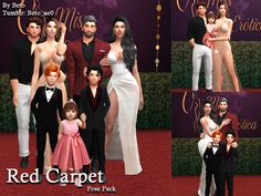 the family is posing for pictures on the red carpet