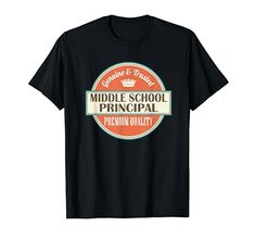 a black t shirt with the words middle school principals in orange and white on it