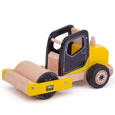 Road Roller Yellow Road, Road Roller, Making Wooden Toys, Play Vehicles, Childhood Development, Construction Toy, Construction Toys, Construction Vehicles, Musical Toys