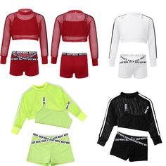 Street Dance Outfits, Rework Clothes, Long Sleeve Gymnastics Leotards, Ella Jane, Bodysuit With Shorts, Hip Hop Dance Outfits, Tops And Shorts, Girls Gymnastics Leotards, Crop Vest