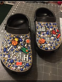 Lv Custom Crocs, Crocs Basketball, Bling Black Crocs, Yellow Bedazzled Crocs, Special Edition Crocs, Custom Design, Design