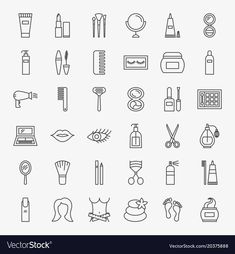 the set of icons for hairdressers and beauty products