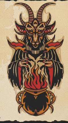 an image of a demon with horns on it's head and flames coming out of its mouth