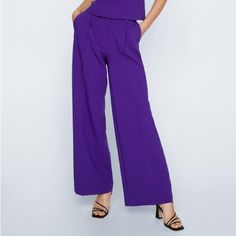 These R So Killer, I Have Never Worn Them Because I Just Dont Have Anywhere To Wear Them But They R Beautiful!!! The Color Is Even Better In Person. Purple Wide Leg Work Pants, Purple Wide Leg Pants For Work, Purple Pants For Spring Night Out, Purple Pants For Night Out In Spring, Chic Purple Pants With Pockets, Purple Wide Leg Workwear Pants, Wide Leg Purple Workwear Pants, Formal Purple Bottoms With Pockets, Purple High-waisted Wide Leg Pants For Work