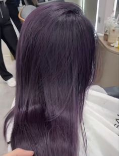 Lavender Purple Hair Color, Purple Hair Dye Aesthetic, Purple To Brown Hair, Dark Purple Hair Korean, Dark Purple Hair Without Bleach, Violet Soft Black Hair, Dull Purple Hair, Ombre Cherry Red Hair, Dark Purple Hair Asian