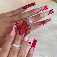 Winter Gel Nails, Unghie Nail Art, Red Christmas Nails, Red Acrylic Nails, Winter Nails Acrylic, Christmas Gel Nails, Work Nails, Acrylic Nails Coffin Pink