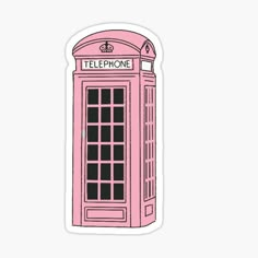 a pink phone booth sticker on a white background