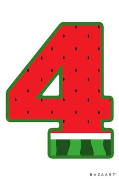 the number four is made up of watermelon