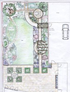 a drawing of a garden design