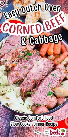 #CornedBeef #Cabbage #DutchOven #SlowCooker #SlowCookerRecipes #ComfortFood #DinnerIdeas #DinnerRecipes #EasyRecipes #FamilyDinner #IrishFood #StPatricksDay #Foodie #FoodBlogger #Recipe #Cooking #Kitchen #FoodPhotography  This classic Irish-inspired dish is the ultimate comfort food! Slow-cooked to perfection in a Dutch oven or slow cooker, this hearty meal is easy to make and perfect for a cozy family dinner.  #EasyDinner #WeeknightDinner #HealthyDinner #DeliciousDinner #HeartyDinner #WinterDinner #HolidayDinner #Potluck #FeedTheFamily #HomeCooking #Homemade #FromScratch Beef In Dutch Oven, Oven Corned Beef, Dutch Oven Corned Beef, Corned Beef Seasoning, Corned Beef And Cabbage Recipe, Beef And Cabbage Recipe, Cooking Corned Beef, Beef Cabbage