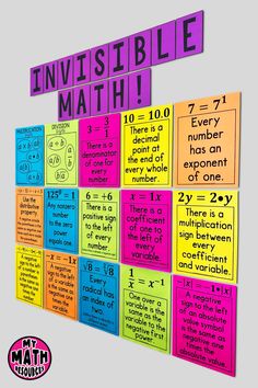 a multicolored poster with multiple numbers on it that says invisible math