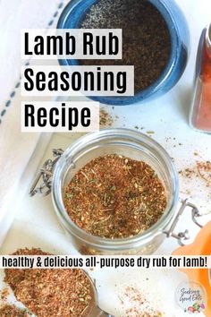 the recipe for lamb rub seasoning is in a glass jar